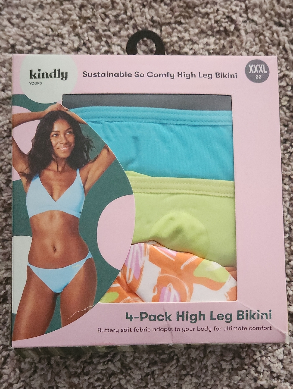 Kindly Yours XXXL 4-Pack High Leg Bikini Panties :  Multicolor Solid & Floral